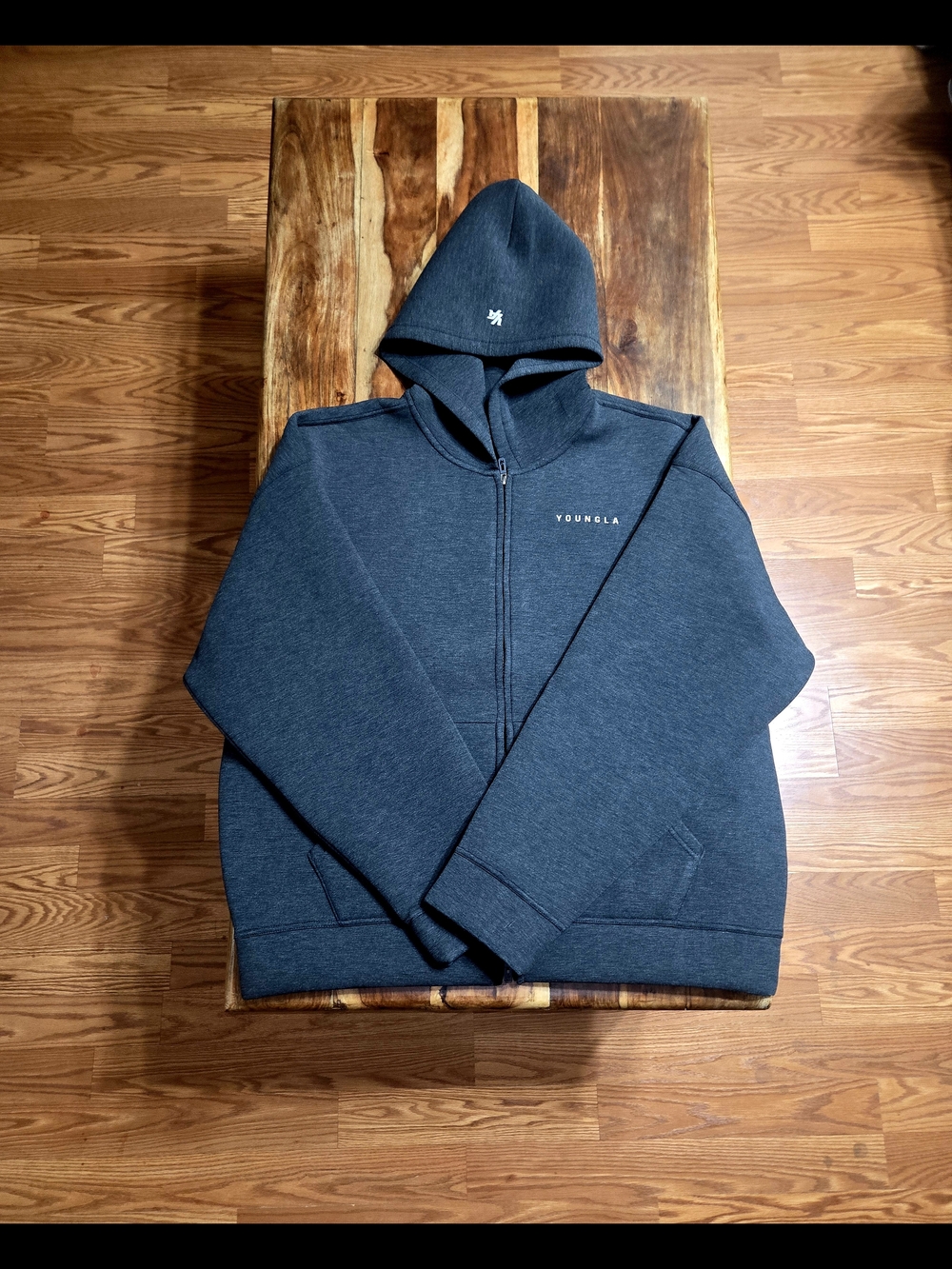 YoungLA Men's Heather Black "Scuba" Zip-Up Hoodie